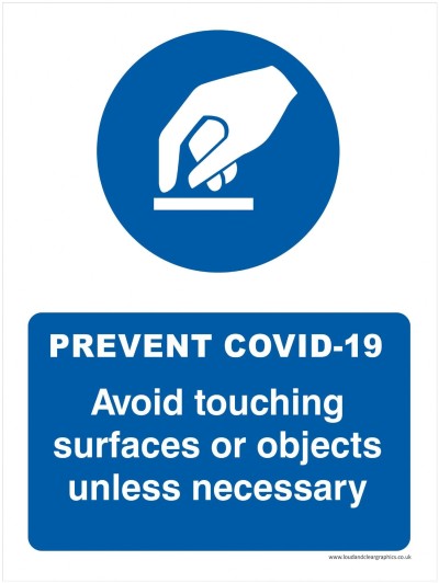 Covid-19 safety sign Avoid touching surfaces