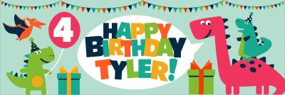 Friendly Dinosaur Birthday banner
