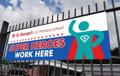 Super Heroes Work Here  Banner